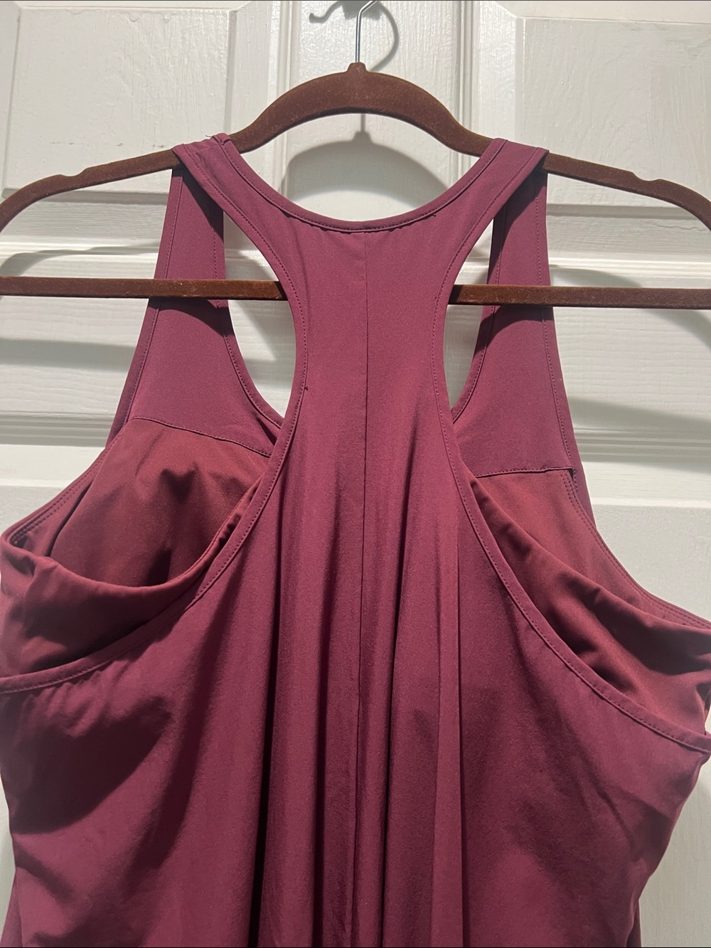 HALARA Sleeveless Asymmetrical Racerback Dress in Burgundy - Picture 10 of 14